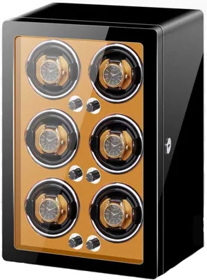 Watch Display Box Automatic Watch Winder Storage Display Box for 6 Watches Super Quiet Motor Adjustable Watch Pillows Wood Shell Piano Finish Watch Wi