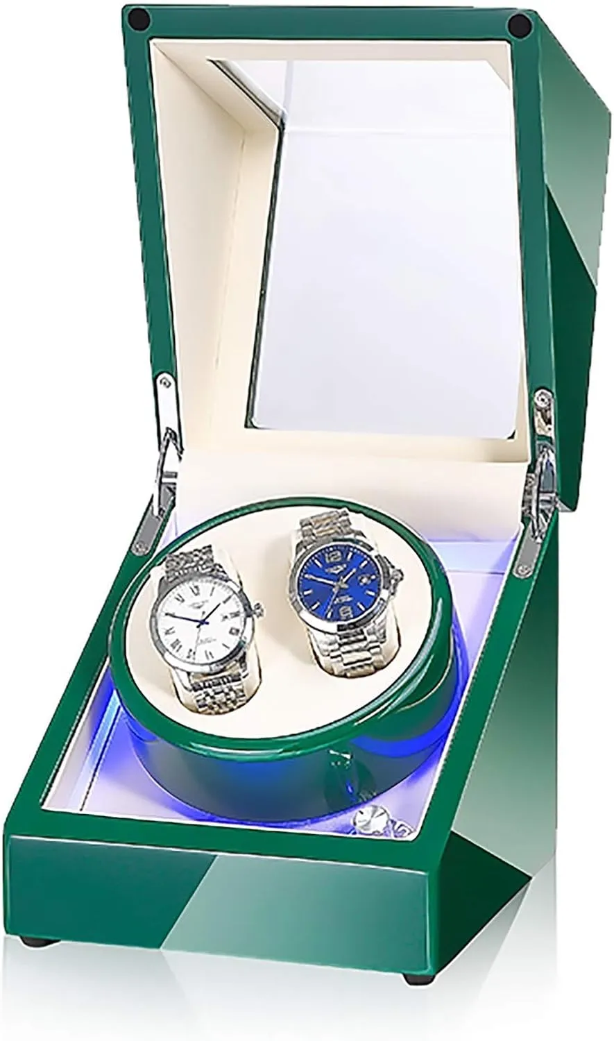 Watch Stand Watch Winders for Automatic Watches - 2 0 LED Light Automatic Turn Watch Device Mechanical Watch Shaker Household Mute Rotary Motor Watch Winding Box Storage Case Battery AC Dual