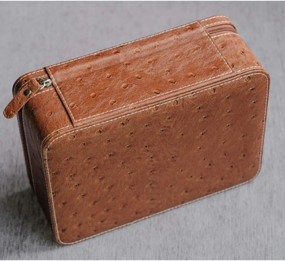 Watch Storage Bag - Portable Artificial Leather Zipper Box for Four Watches & Bracelets - for Travel - Compact and Stylish Design