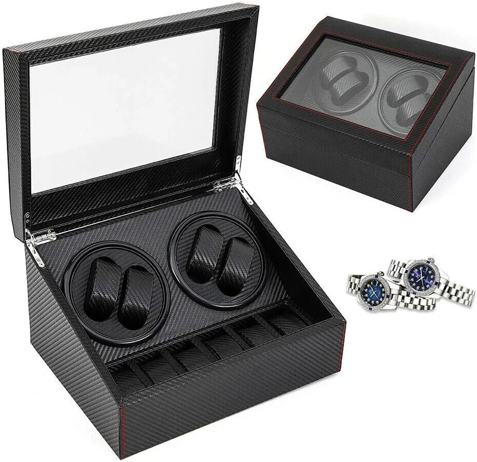 Watch Winder 4 6 Watch Shaker Watch Display Box Storage Box Mechanical Watch Turn Watch Winder Box Home Automatic Watch Box Swing Watch Winder (Black)