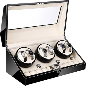 Watch Winder Automatic Watch Winder 6 10 Super Quiet Motor with LED Backlight Watch Winder Box Piano Paint Exterior 4 Rotation Mode (A) Watch Winder
