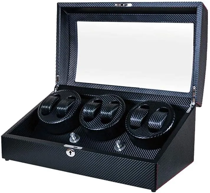 Watch Winder Box, 6   7 Automatic Mechanical Watches Rotation Storage Case Quiet Motor - 5 Rotation Modes (Black)