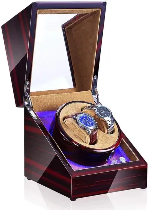 Watch Winder Box, Automatic Mechanical Watches Display Box with LED Light 5 Rotation Modes- Available in 8 Styles (D)