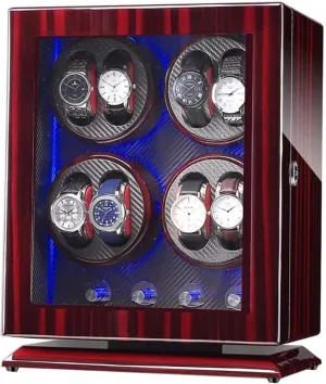 Watch Winder Box for 8 Automatic Watches, with Blue Led Light, 4 Rotation Modes, Quite Motors, Fit Lady and Man Watches Accessories