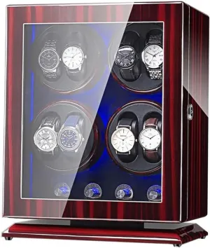 Watch Winder Box for 8 Automatic Watches, with Blue LED Light, 4 Rotation Modes, Quite Motors, Fit Lady and Man Watches Watch Winder Box