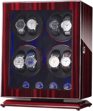 Watch Winder Box for 8 Automatic Watches, with Blue LED Light, 4 Rotation Modes, Quite Motors, Fit Lady and Man Watches Watch Winder Display Watch Box Case Watch Storage