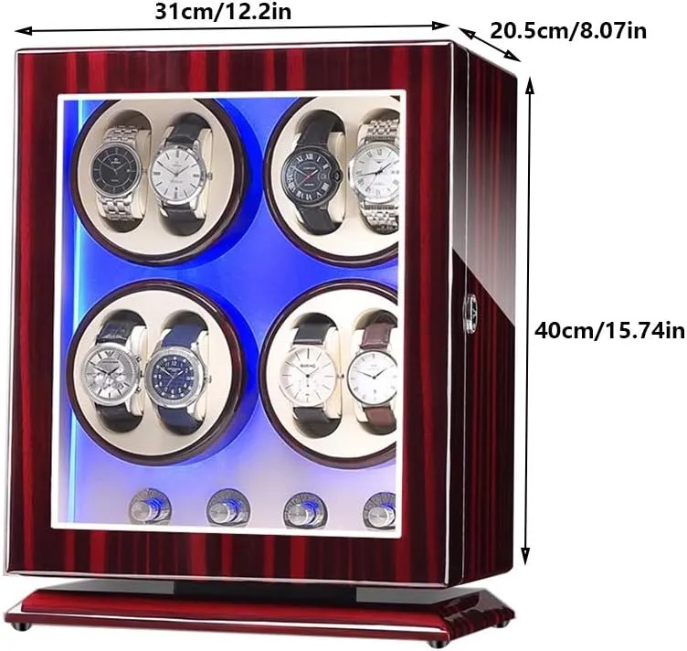 Watch Winder Box for 8 Automatic Watches, with Blue LED Light, 4 Rotation Modes, Quite Motors, Fit Lady and Man Watches Watch Winder Display Watch Box Watch Storage Gift
