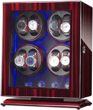 Watch Winder Box for 8 Automatic Watches, with Blue LED Light, 4 Rotation Modes, Quite Motors, Fit Lady and Man Watches Watch Winder Display Watch Box Watch Storage Gift