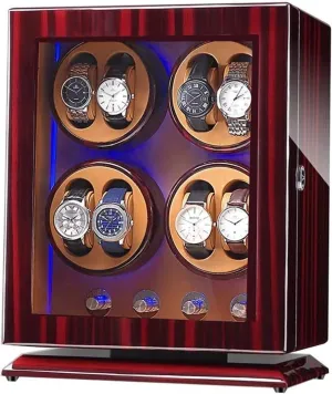 Watch Winder Box for 8 Automatic Watches with Blue LED Light 4 Rotation Modes Silent Motors Suitable Accessories