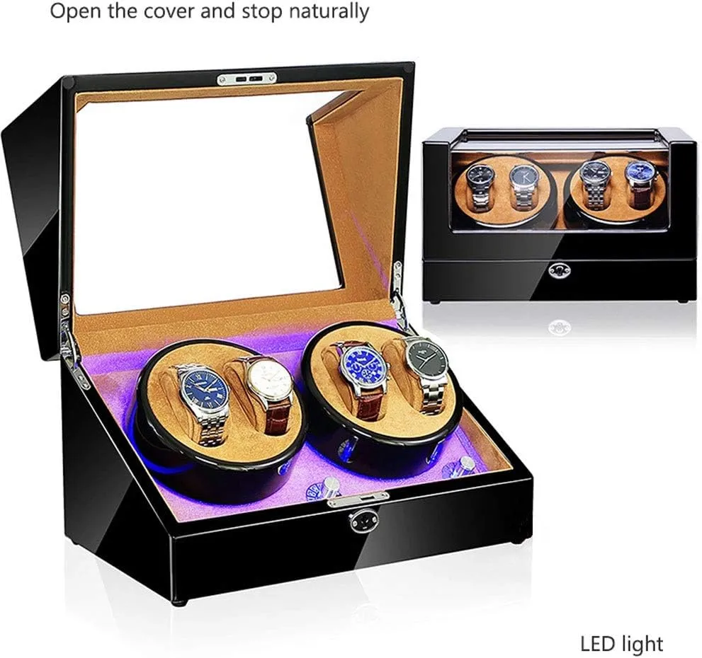 Watch Winder Box, LED Light 5 Rotation Mode Automatic Mechanical Watches Display Box - Available in 5 Styles Watch Winder Display Watch Box Watch Storage Gift
