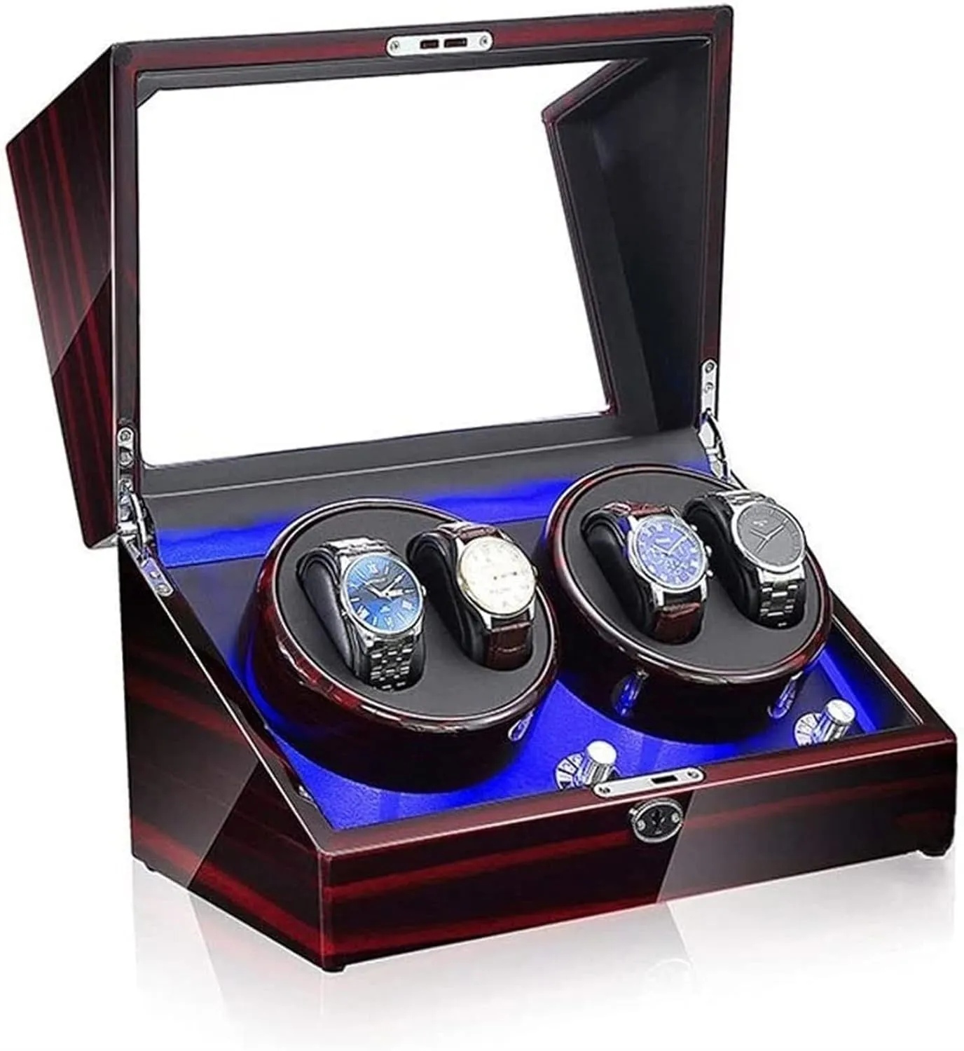 Watch Winder Box, LED Light 5 Rotation Mode Automatic Mechanical Watches Display Box Available in 5 Styles