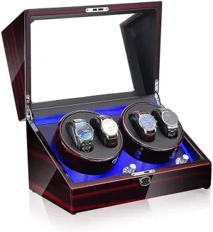 Watch Winder Box, LED Light 5 Rotation Mode Automatic Mechanical Watches Display Box Available in 5 Styles