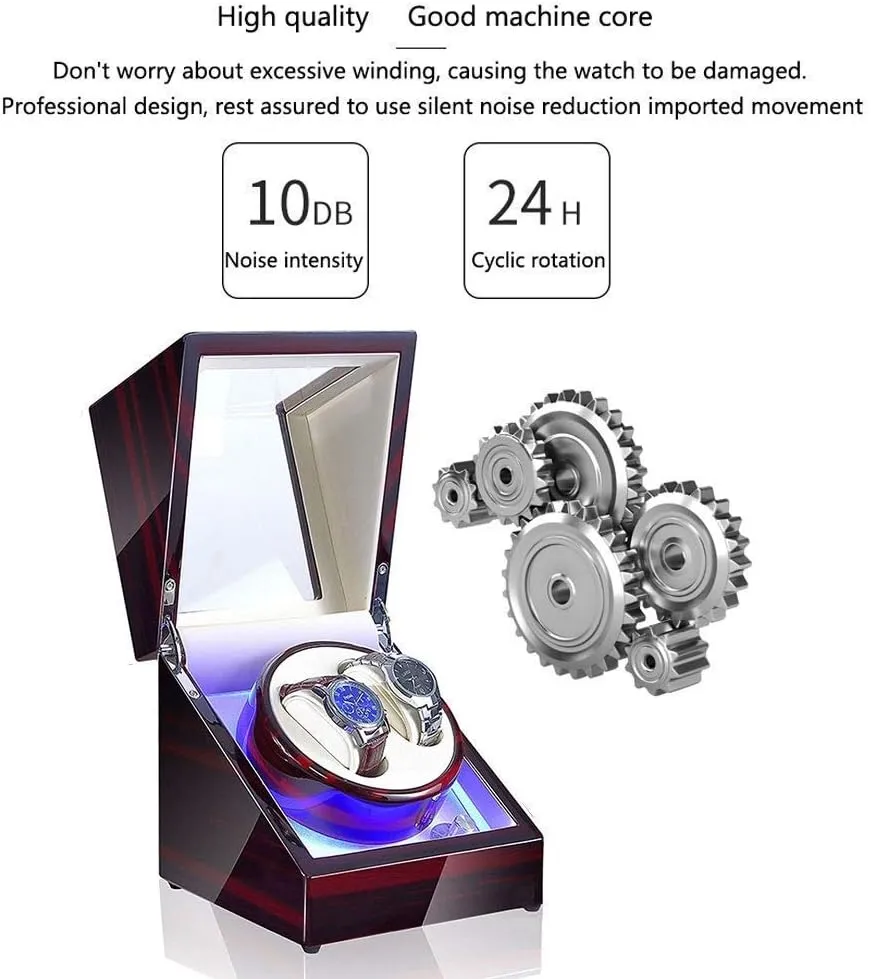 Watch Winder Watch Winder Box Automatic Mechanical Watches Display Box with LED Light 5 Rotation Modes- Available in 8 Styles Watch Winder