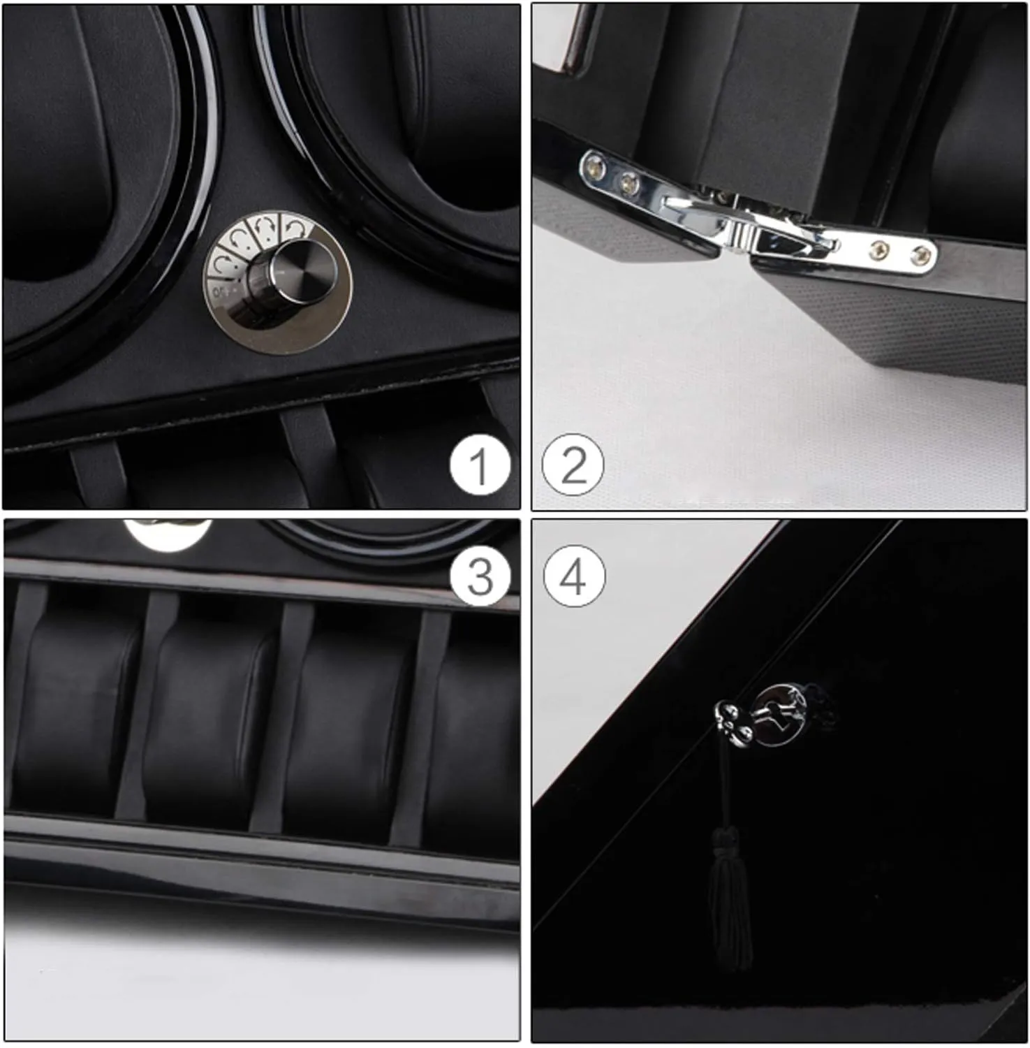 Watch Winder Watch Winder for 8 Automatic Watches with 5 Display Storage Spaces Wood Shell Piano Paint Exterior Silent Motor,White Watch Winder