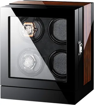 Watch Winders - 4-Slot Smart Winder Mechanical Watch Automatic Winding Box Led Light Touch Screen Luxury Watch Shaker Quiet Motor Storage Display Case Watch Winder Watch Storage
