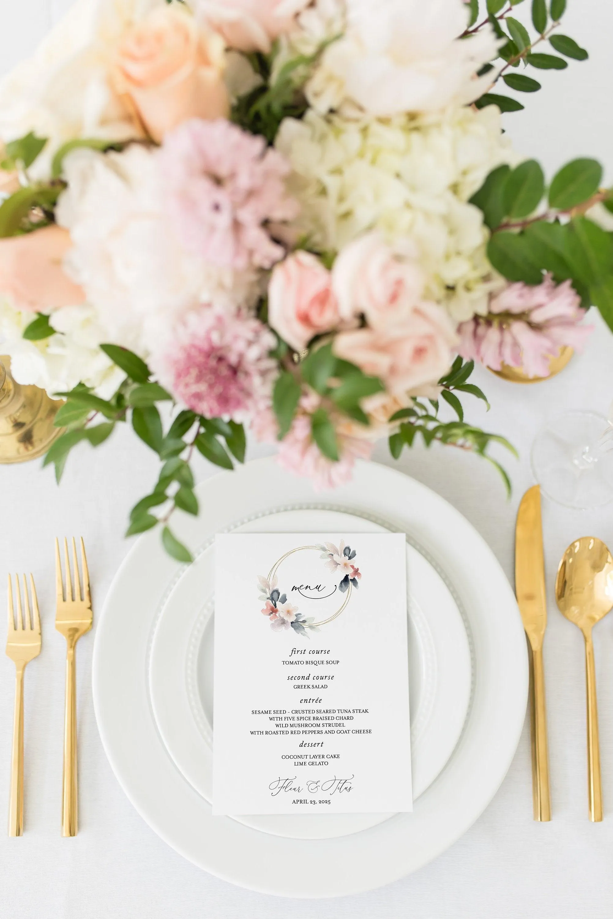 Wedding Menu Printable, Wedding Menu Template, Rustic Menu, Printable Menu Card, Instant Download Editable Templett - Fleur