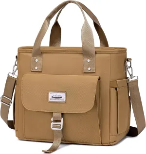 Weitars Insulated Lunch Bag for Men Women,Leak Proof Lunch Box for Work,Extra Large Lunch Tote Bag With Removable Shoulder Strap with Side Pockets,Reusable Lunch Bag For Picnic Hiking (Kakhi)