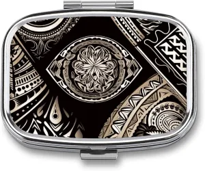 Western Pacific Traditional Pill Box with 2 Compartments Portable Metal Medicine Organizer for Pocket Purse and Travel Compact Pill Case and Fish Oil Vitamins Supplements