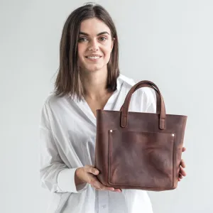 Whiskey leather mini tote bag