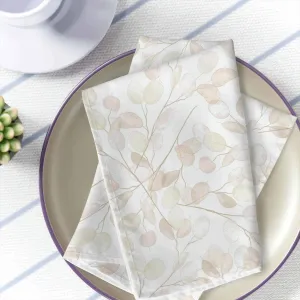 White & Tan Lunaria Floral 4 Pc. Napkins set