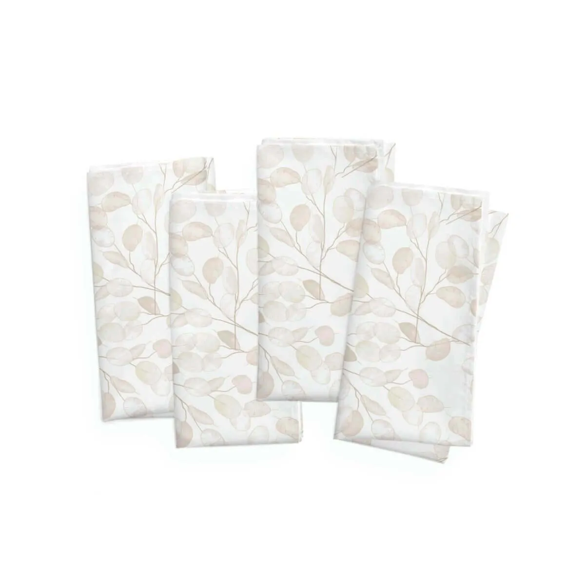 White & Tan Lunaria Floral 4 Pc. Napkins set