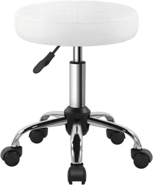 White Classic Swivel Stool with Wheel Perfect for Salon Work Home SPA Shop Height-Adjustable and Cost-Effective Rolling Stool Chair Small