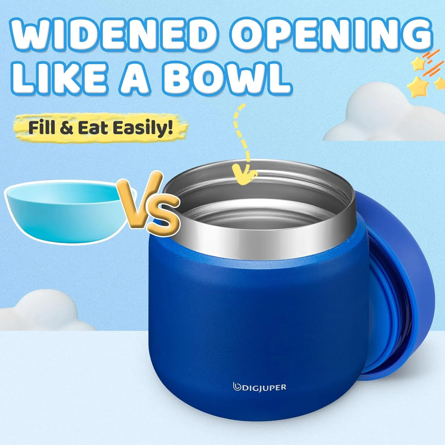 Wide-Mouth Thermo for Hot Food w/Insulated Lunch Bag - Cold-12h Hot-8h, 17 oz BPA-free & Spill-proof Stainless Steel Vacuum Soup Box Container for Adults Kids, Space Bento Food Jar for Office Travel