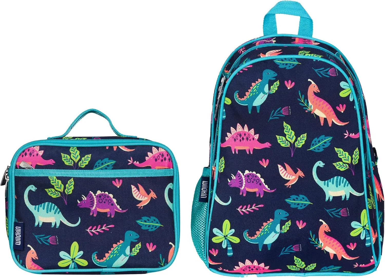 Wildkin 15 Inch Kids Backpack Bundle with Lunch Box Bag (Darling Dinosaurs)