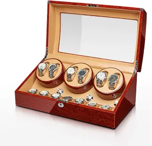 Winding Box Watch Winders - Bevel Rosewood Watch Storage Case Automatic Mechanical Watch Winder Watch Shaker Home Watch Winding Box with Lock Watch Rotating Pl
