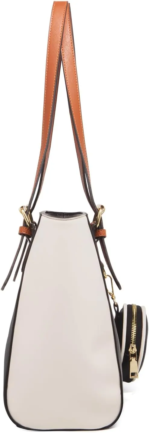 Women 3pcs Tote Shoulder Handbag Purse Set Faux Leather Cylindrical Crossbody Bag Coin Wallet
