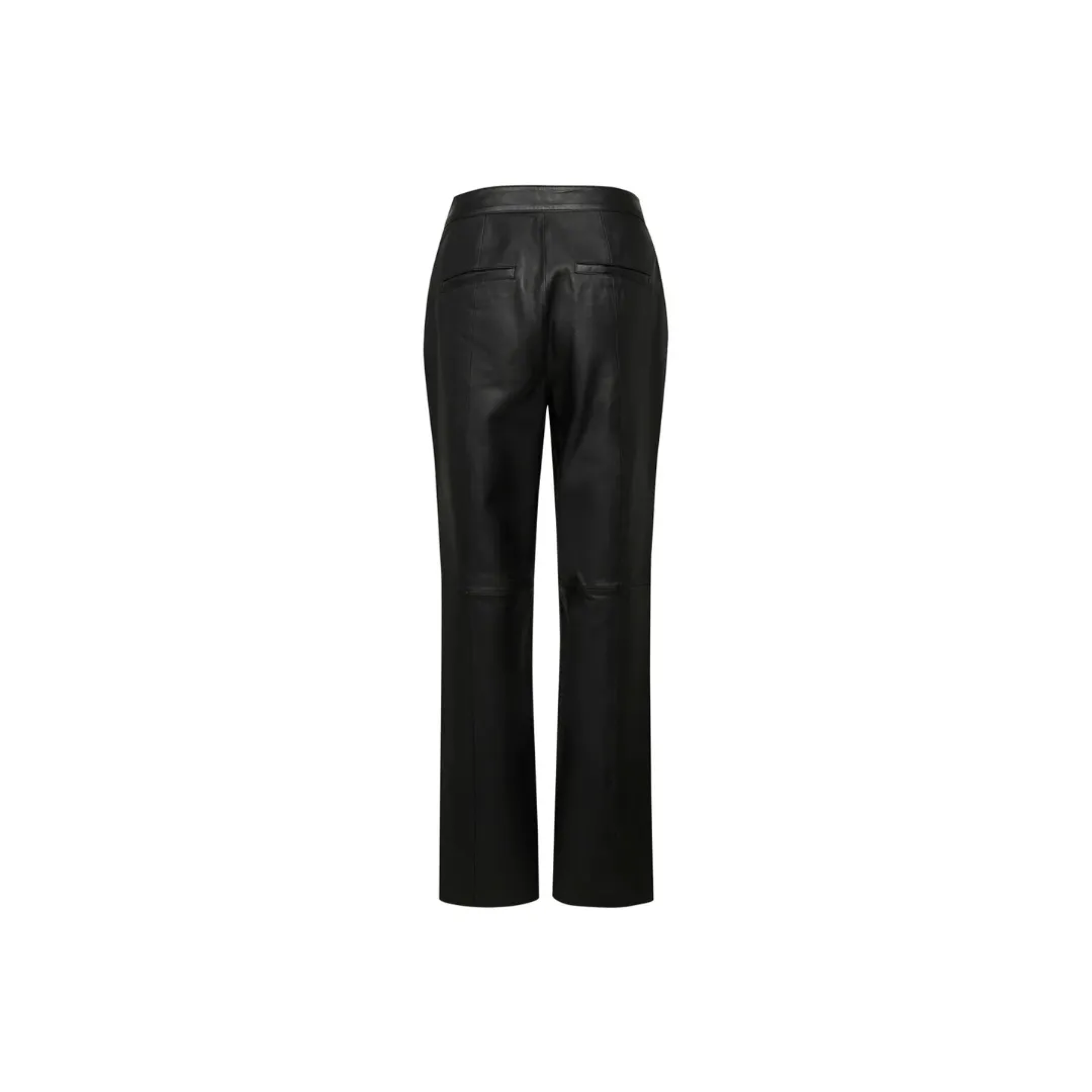 Women black leather pants outfit