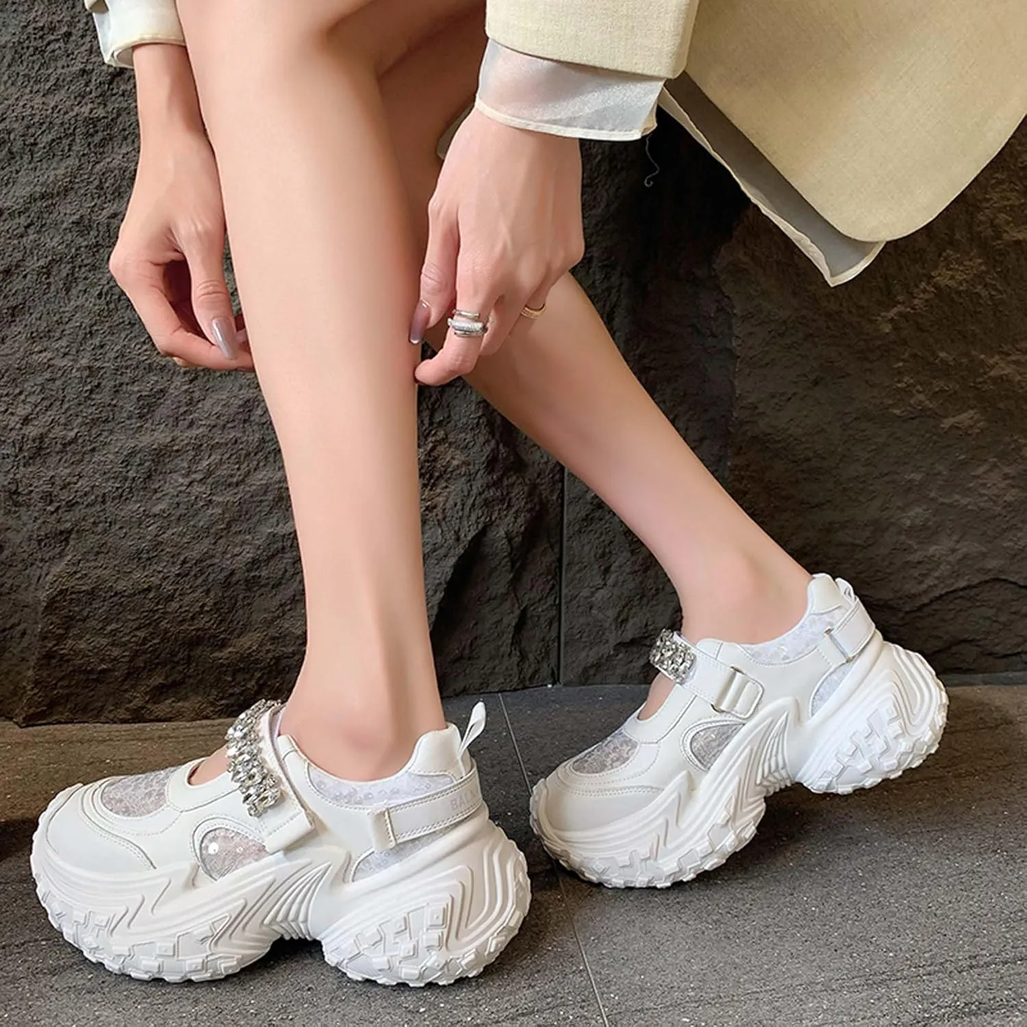 Women Comfortable Shoes with Arch Support - Versatile Casual to Dressy Footwear with Buckle Strap - Lightweight EVA Outsole