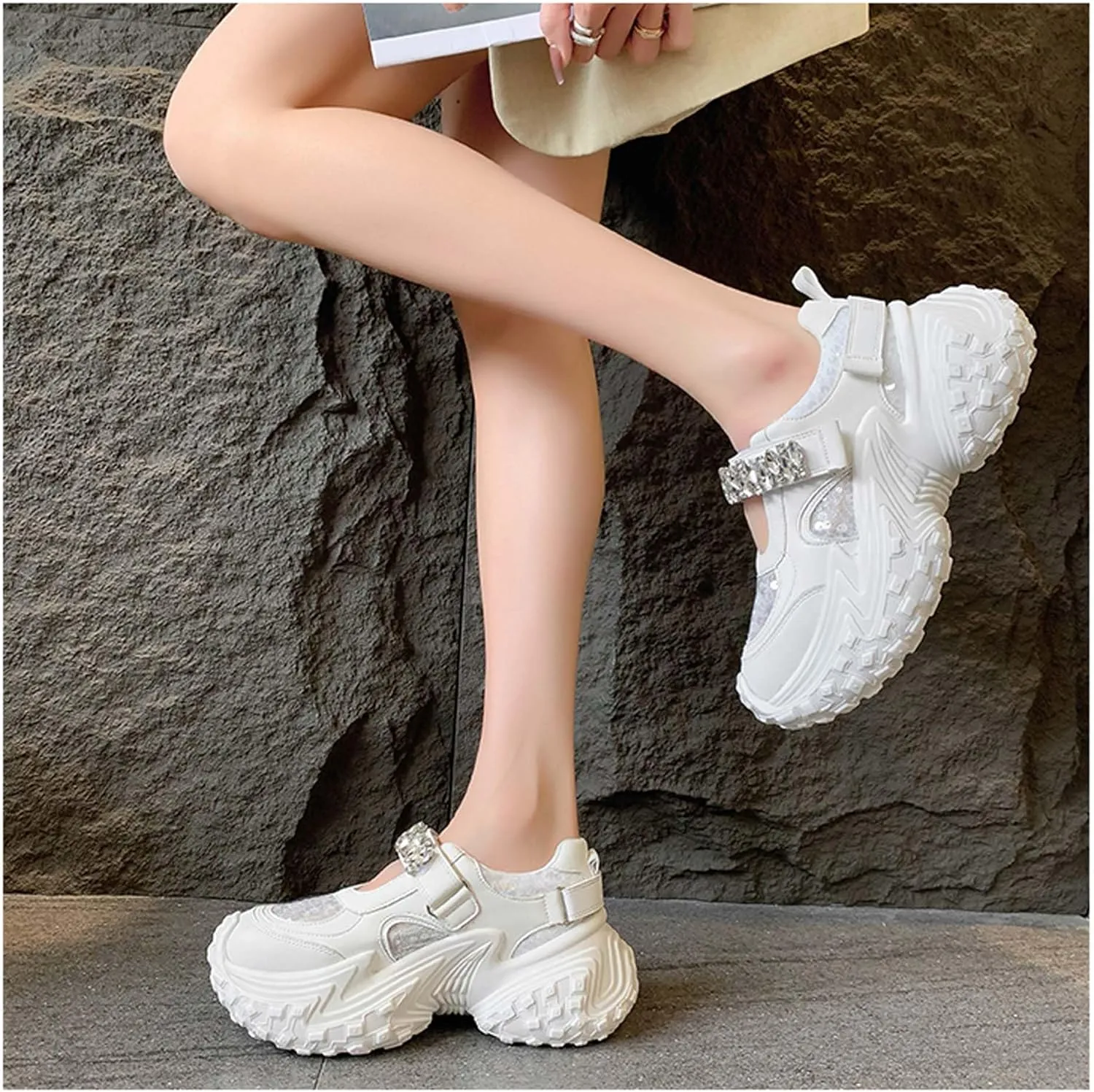 Women Comfortable Shoes with Arch Support - Versatile Casual to Dressy Footwear with Buckle Strap - Lightweight EVA Outsole