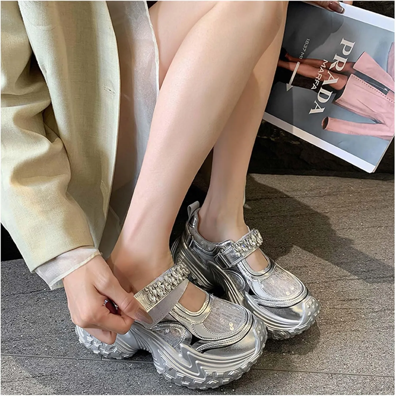 Women Comfortable Shoes with Arch Support - Versatile Casual to Dressy Footwear with Buckle Strap - Lightweight EVA Outsole