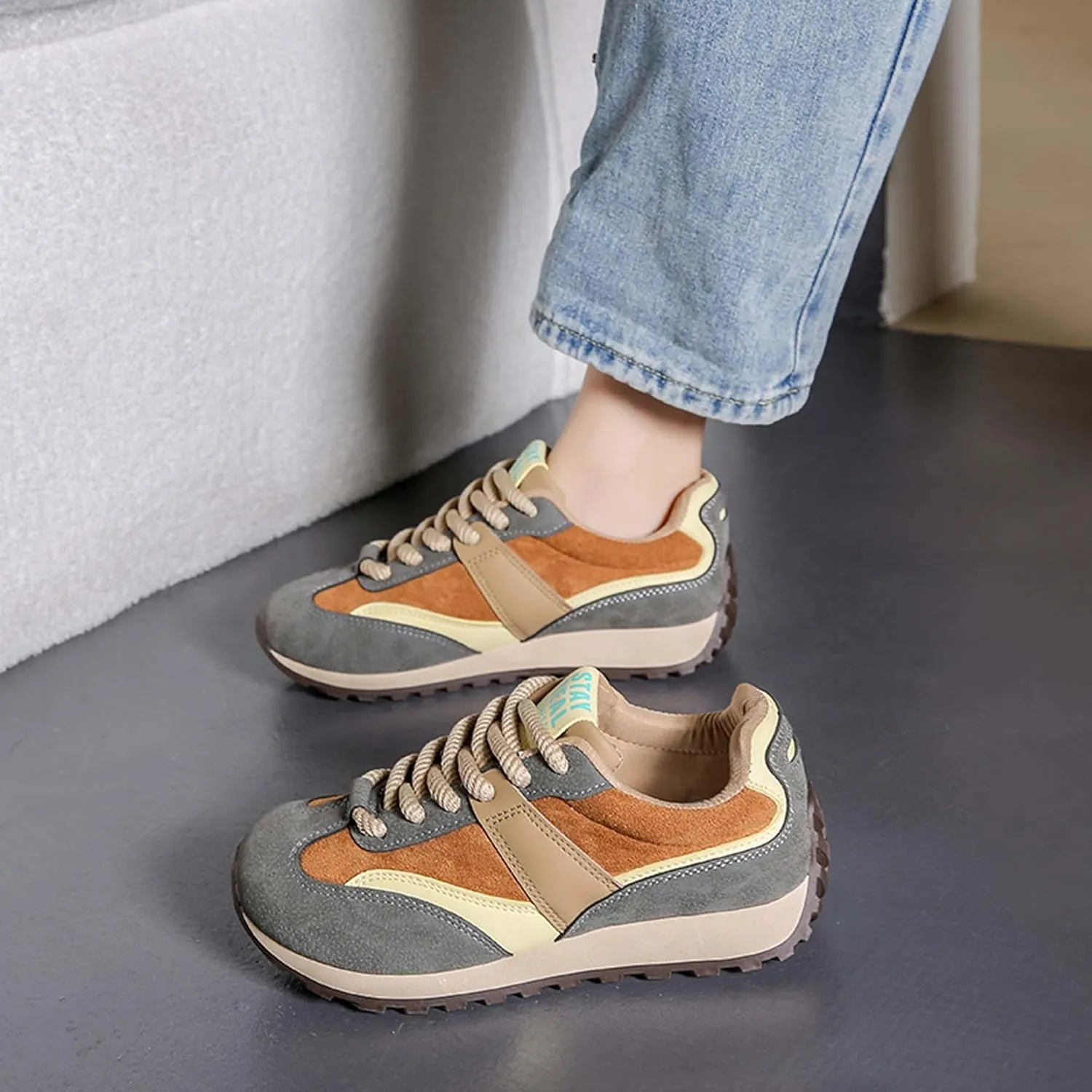 Women Comfortable Shoes with Arch Support - Versatile Casual to Dressy Footwear with Lace Up - Lightweight Rubber Outsole