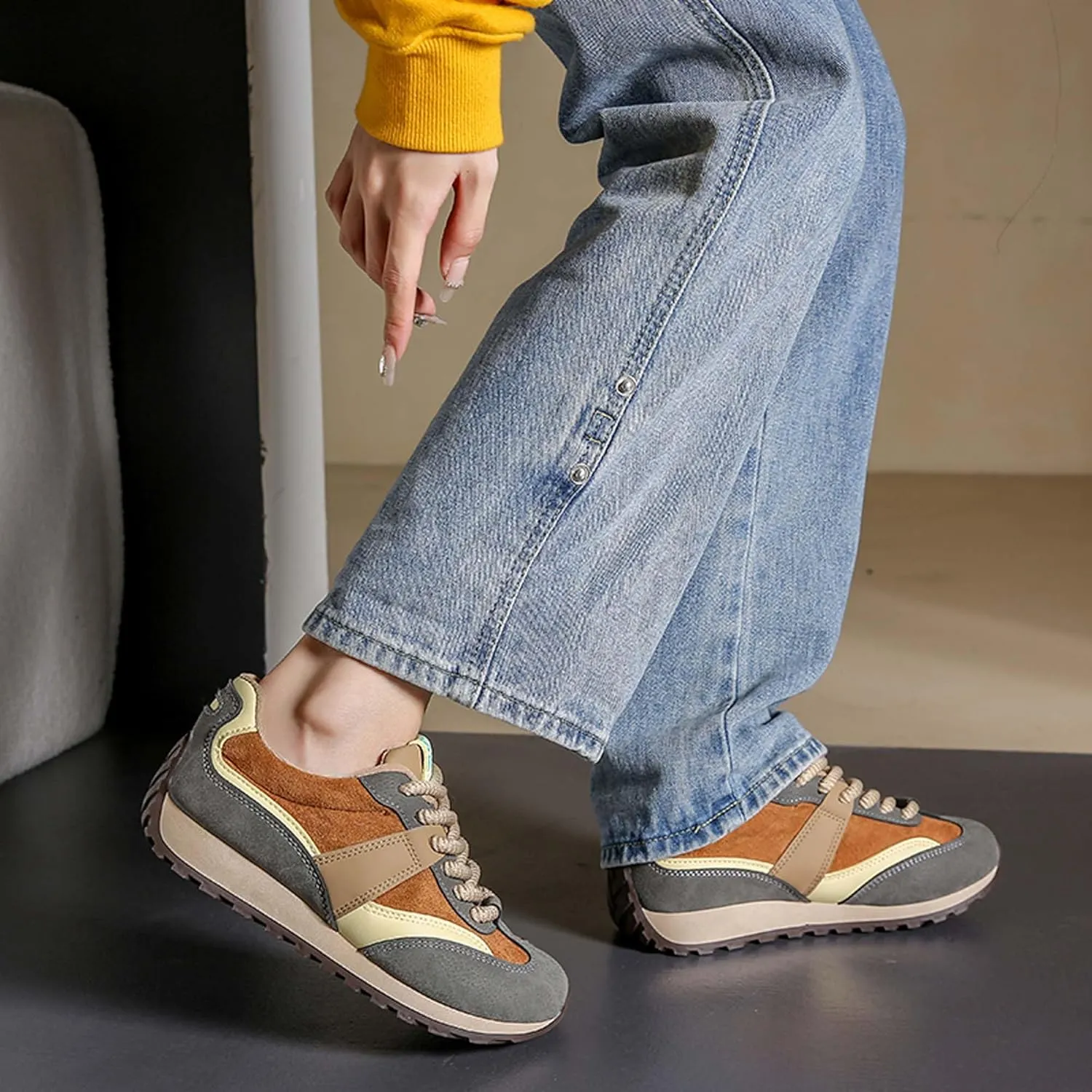 Women Comfortable Shoes with Arch Support - Versatile Casual to Dressy Footwear with Lace Up - Lightweight Rubber Outsole