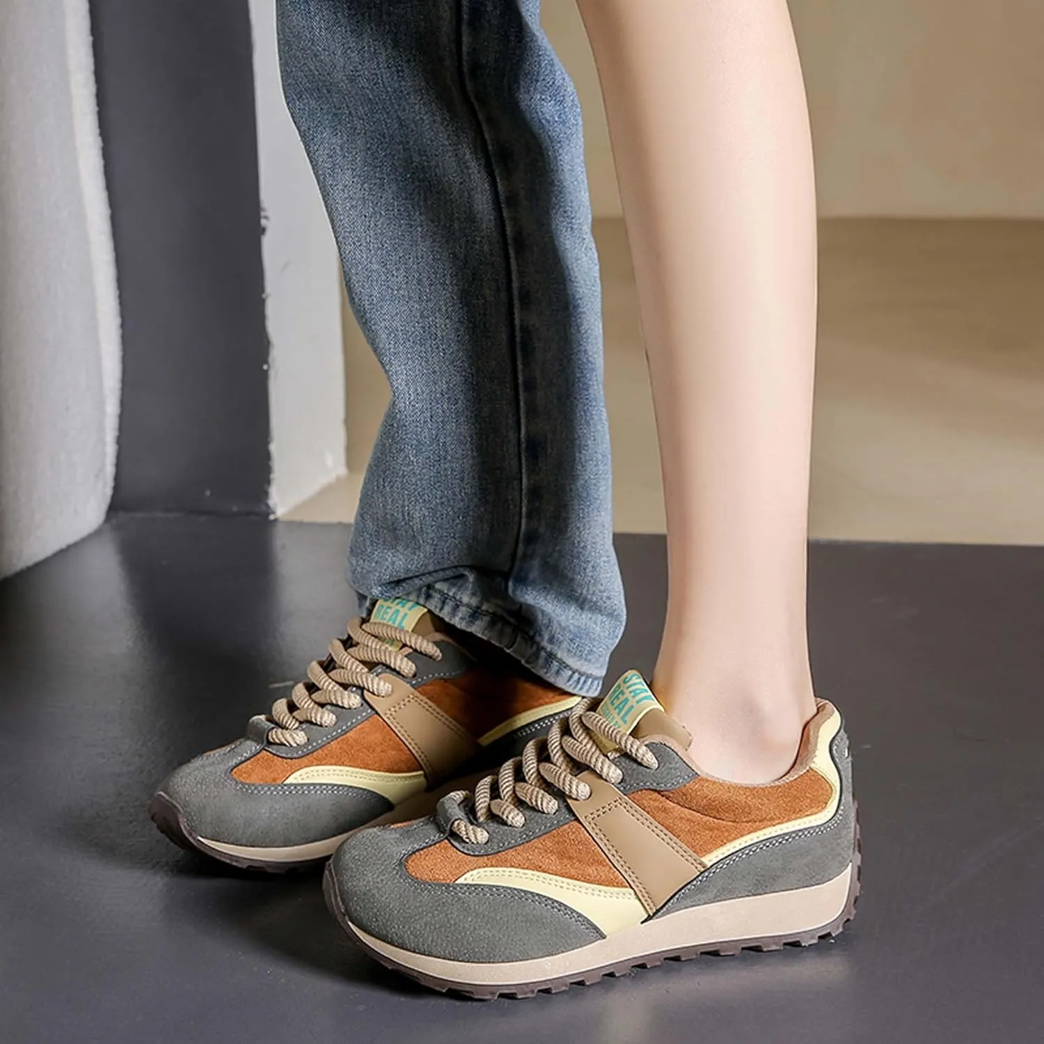 Women Comfortable Shoes with Arch Support - Versatile Casual to Dressy Footwear with Lace Up - Lightweight Rubber Outsole