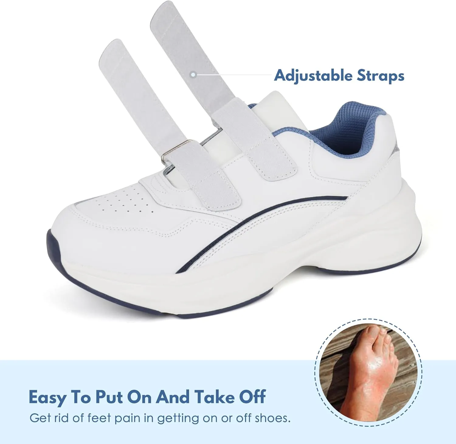 Women Diabetic Leather Shoes Orthopedic Walking Shoes Wide Toe Box Shoes