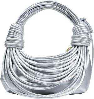 Women Fashion Woven Handbag PU Leather Satchel Creative Noodles Style Crossbody Bag