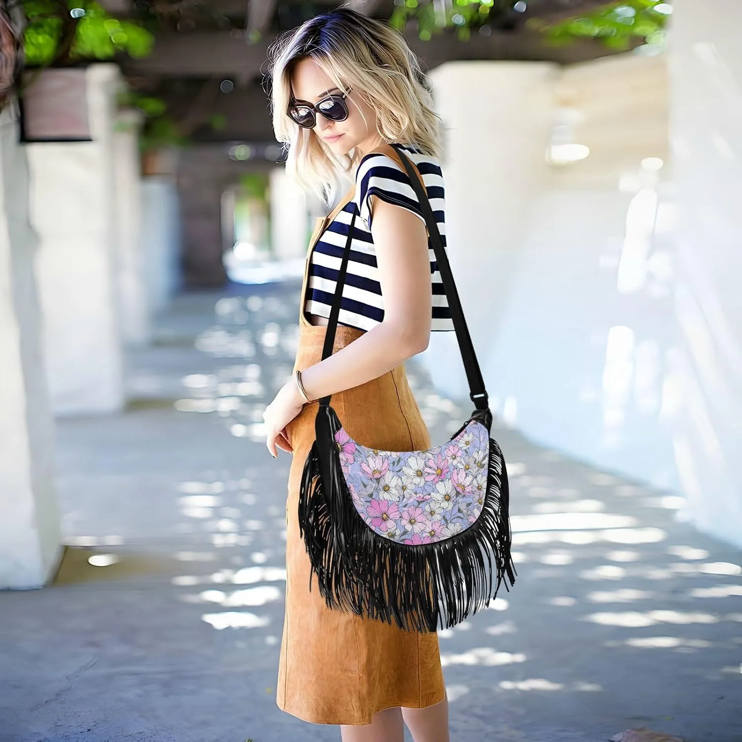 Women Fringe Tassel Cross Body Bag Leisure Shoulder Bag