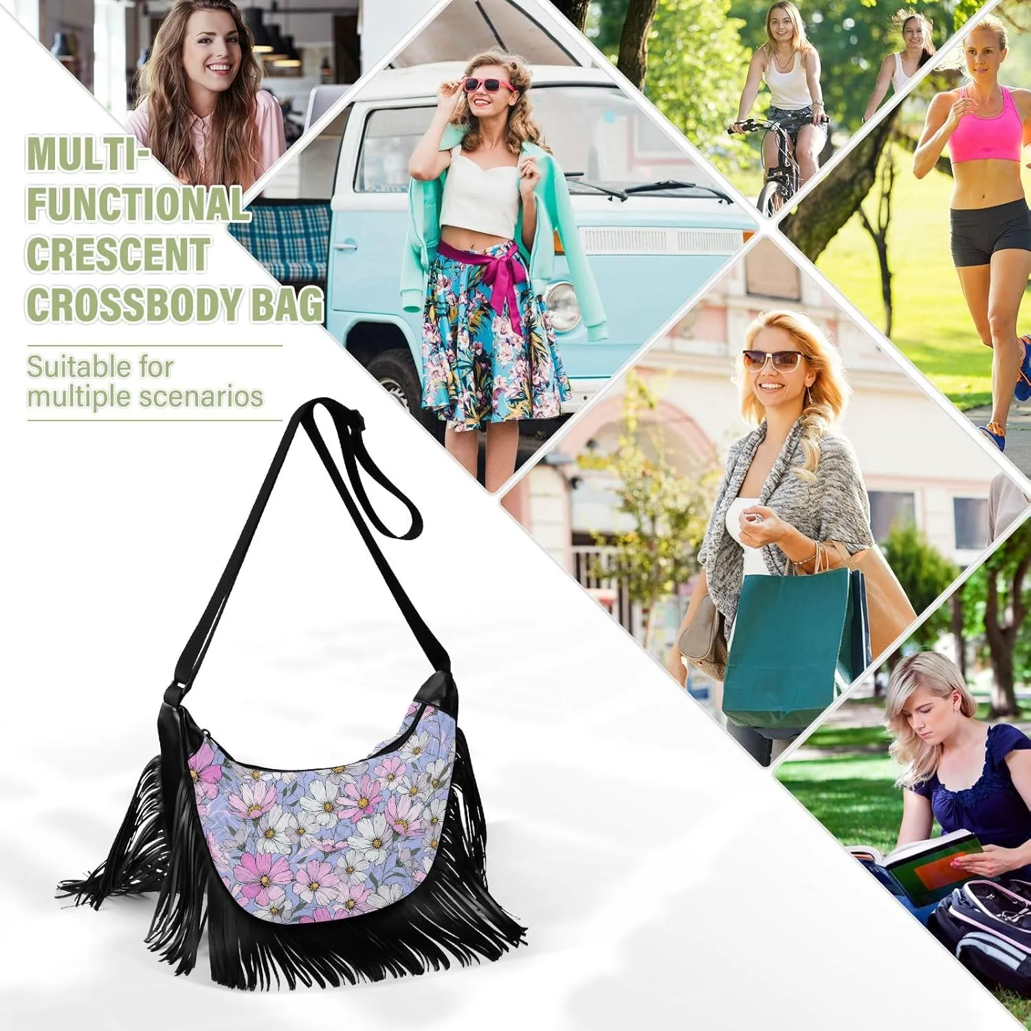 Women Fringe Tassel Cross Body Bag Leisure Shoulder Bag