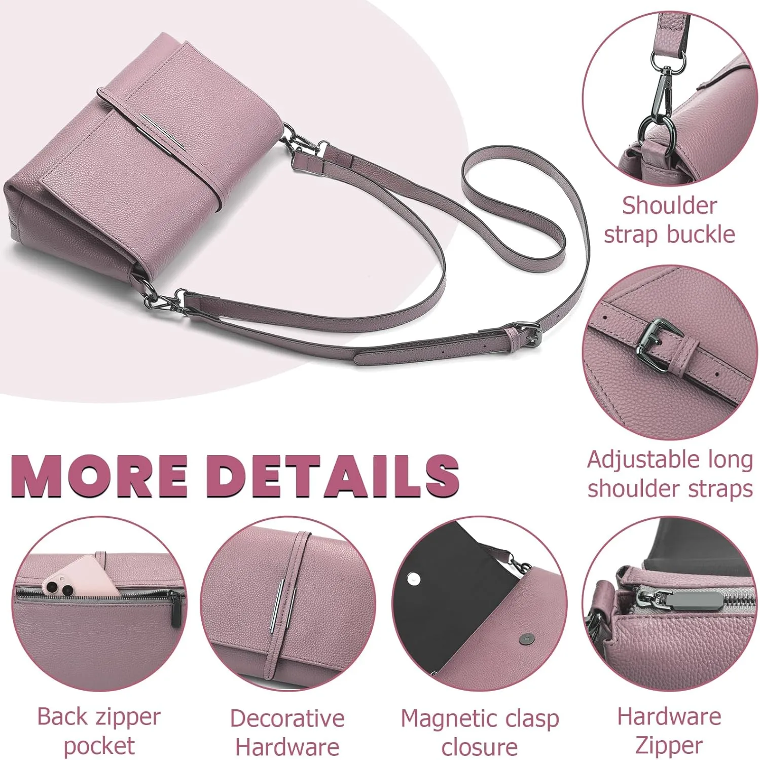 Women Genuine Leather Shoulder Bags Classic Crossbody Purses for Lady Handbag