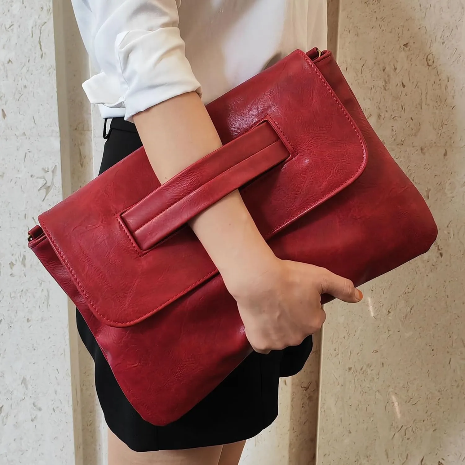 Women Handbags PU Leather Female Clutch Handbag Messenger Bag Large Solid High Capacity