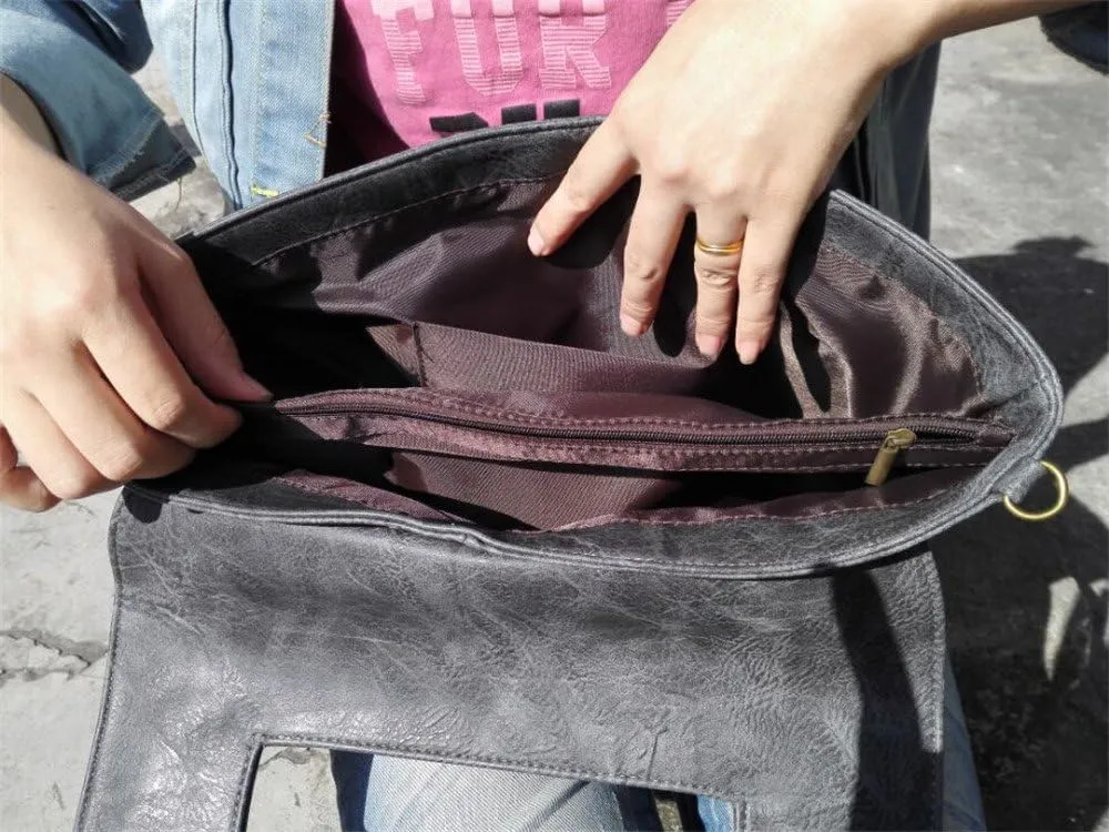 Women Handbags PU Leather Female Clutch Handbag Messenger Bag Large Solid High Capacity