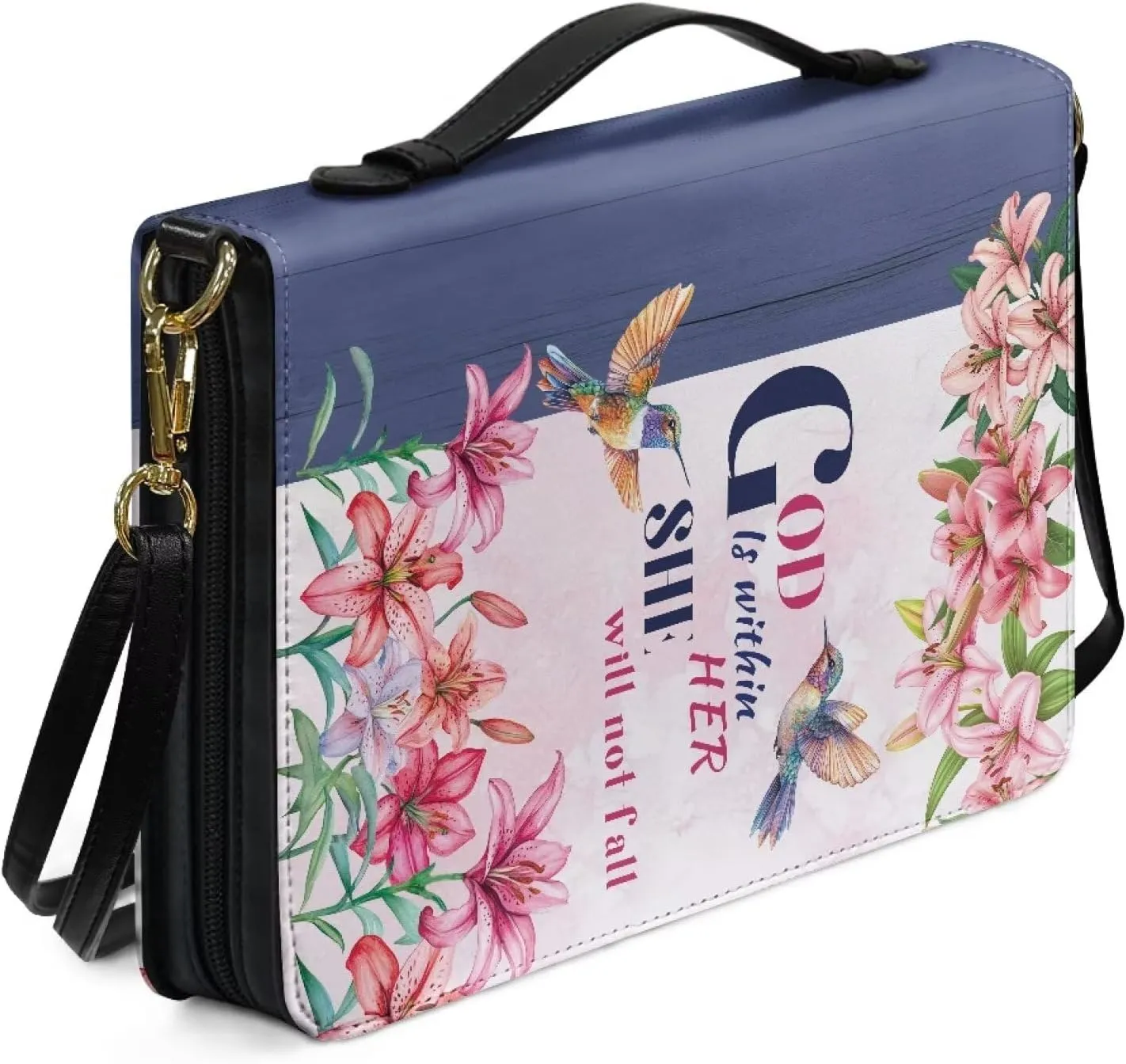 Women Men Bible Cover with Adjustable Strap Shoulder Strap Bag Bible Carrying Case for Church Services Bible Case