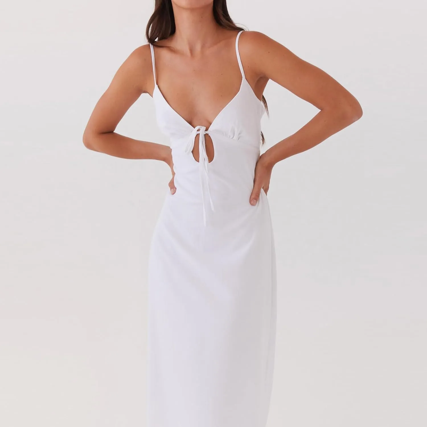 Women Silk Satin Maxi Dress Spaghetti Strap Elegant Open Back Long Formal Dress Cut Out Bodycon Dresses