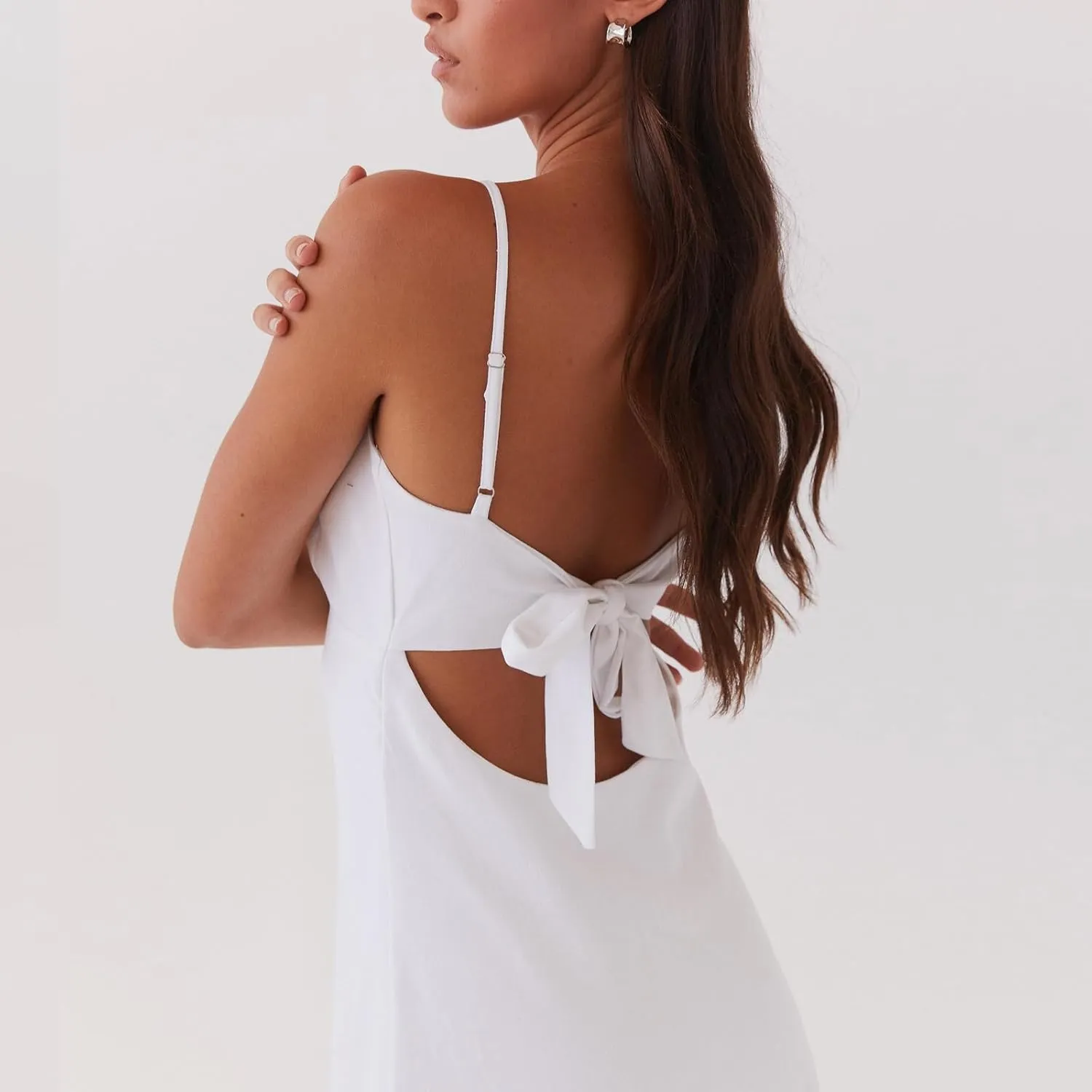 Women Silk Satin Maxi Dress Spaghetti Strap Elegant Open Back Long Formal Dress Cut Out Bodycon Dresses