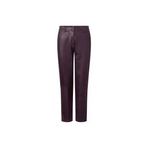Women Soft Leather pant purple
