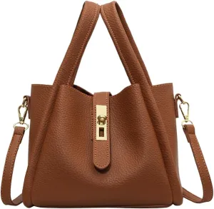 Women Trendy Bucket Bag Vintage Elegant Crossbody Bag Vegan Leather Tote Bag Hobo Shoulder Handbags Cluth Purse