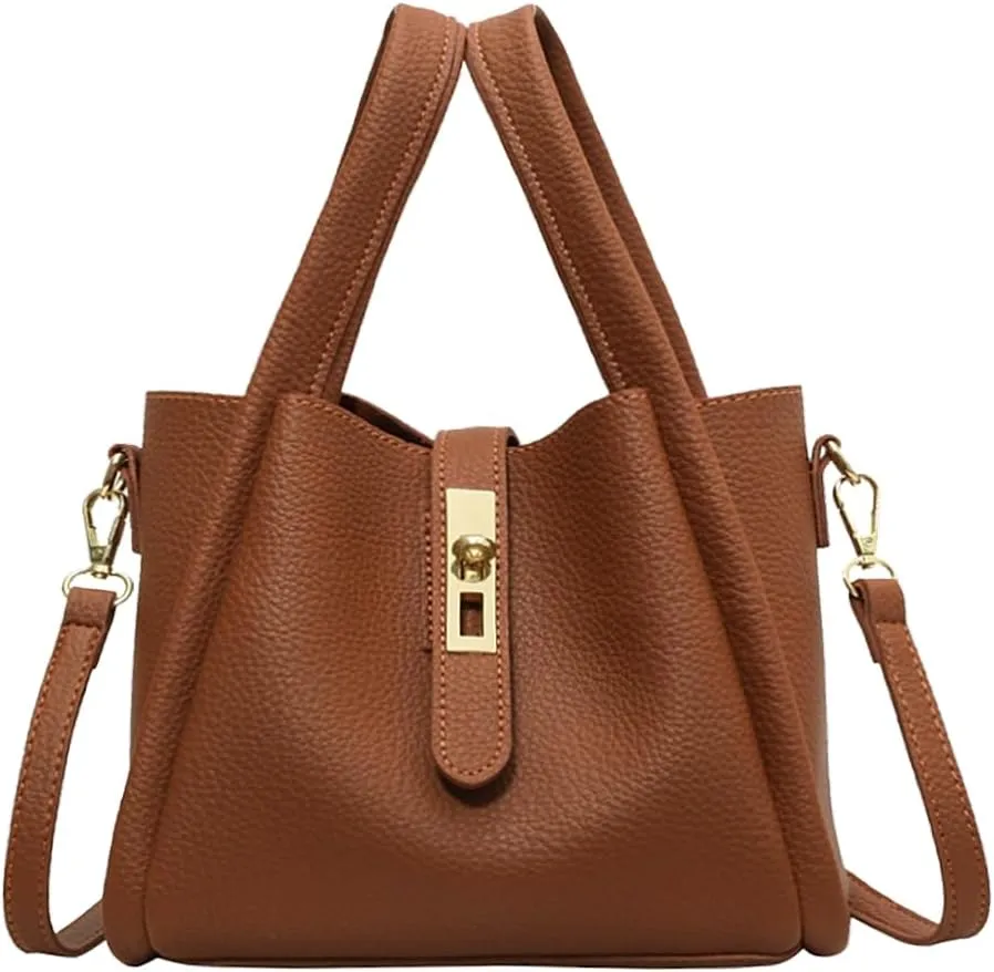 Women Trendy Bucket Bag Vintage Elegant Crossbody Bag Vegan Leather Tote Bag Hobo Shoulder Handbags Cluth Purse